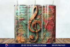 3D Vintage Journal Music Note Tumbler Wrap Product Image 1