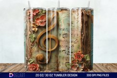 3D Vintage Journal Music Note Tumbler Wrap Product Image 1