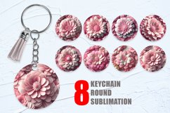 3D pink flower Keychain Background | Keyring Product Image 1