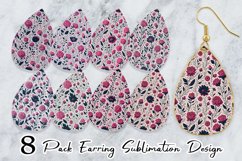 3D Vintage Wildflower Earring teardrop sublimation design Product Image 1