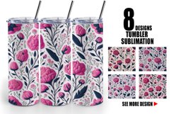 3D Vintage Wildflower Tumbler Sublimation Wrap Product Image 1