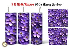 3D Violet February Flower 20 Oz Skinny Tumbler Product Image 1