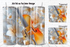 3D Violin Flowers 20/30oz Skinny Tumbler Product Image 1