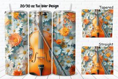3D Violin Flowers 20/30oz Skinny Tumbler Product Image 1