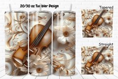 3D Violin Flowers 20/30oz Skinny Tumbler Product Image 1
