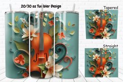 3D Violin Flowers 20/30oz Skinny Tumbler Product Image 1