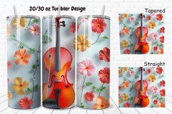 3D Violin Flowers 20/30oz Skinny Tumbler Product Image 1