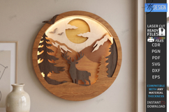 3D Wall Decor Laser Cut Bundle | Layered Wall Art | CNC File Product Image 3