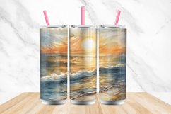 3D Watercolor Beach Sunrise Tumbler wrap Bundle Product Image 4