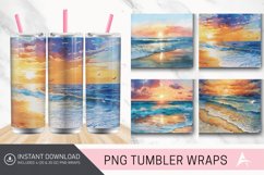 3D Watercolor Beach Sunrise Tumbler wrap Product Image 1