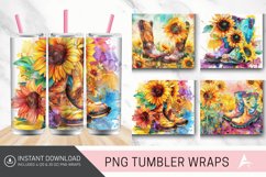 3D Watercolor Boots Sunflowers Flower Tumbler wrap Product Image 1