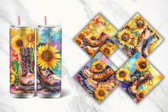 3D Watercolor Boots Sunflowers Flower Tumbler wrap Bundle Product Image 4