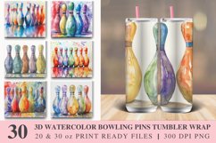 3D Watercolor Bowling Pins Tumbler Wrap Bundle Product Image 1