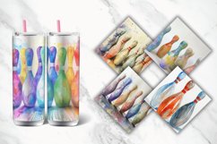3D Watercolor Bowling Pins Tumbler Wrap Bundle Product Image 2