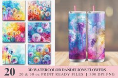 3D Watercolor Dandelions Flowers Tumbler wrap Bundle Product Image 1