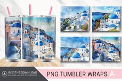 3D Watercolor Santorini Tumbler wrap Product Image 1