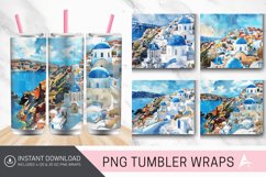 3D Watercolor Santorini Tumbler wrap Product Image 1