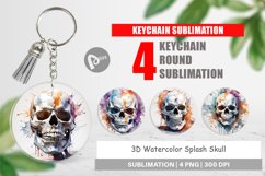 Keychain 3D Watercolor Splash Skull Product Image 1