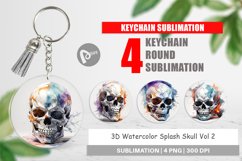 Keychain 3D Watercolor Splash Skull Product Image 1