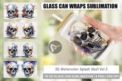 Glass Can Wraps 3D Watercolor Splash Skull Product Image 1