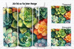 3D Watercolor Succulent Flowers 20/30oz Skinny Tumbler Product Image 1