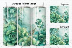 3D Watercolor Succulent Flowers 20/30oz Skinny Tumbler Product Image 1