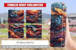 Tumbler Sublimation Wrap 3D Wave Colorful Product Image 1
