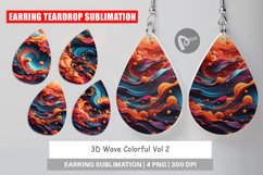 Earring teardrop sublimation design 3D Wave Colorful Product Image 1