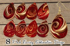 Earring teardrop sublimation 3D Wave liquid red gold Product Image 1