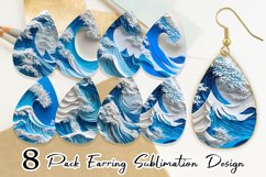 3D Wave Paper Art Earring teardrop sublimation design Product Image 1