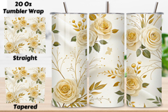 seamless wedding rose tumbler, ivory floral tumbler wrap, foil stamp rose design, elegant invitation tumbler wrap, 20oz skinny tumbler wrap, tapered seamless tumbler design, straight tumbler wrap png, bridal floral design, seamless invitation tumbler wrap