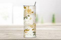 seamless wedding rose tumbler, ivory floral tumbler wrap, foil stamp rose design, elegant invitation tumbler wrap, 20oz skinny tumbler wrap, tapered seamless tumbler design, straight tumbler wrap png, bridal floral design, seamless invitation tumbler wrap