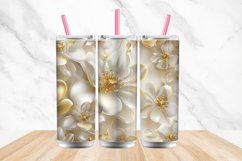 3D White And Gold Flowers Tumbler Wrap Bundle Product Image 4
