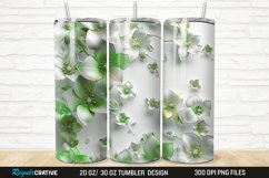 3D White And Green Flowers 20/30oz Skinny Tumbler Product Image 1
