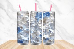 3D White Blue Floral Tumbler wrap Bundle Product Image 4