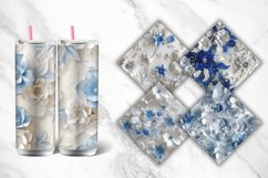 3D White Blue Floral Tumbler wrap Bundle Product Image 3