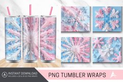 3D White Blue Pink Snowflake Tumbler wrap Product Image 1