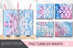 3D White Blue Pink Snowflake Tumbler wrap Product Image 1