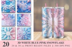 3D White Blue Pink Snowflake Tumbler wrap Bundle Product Image 1