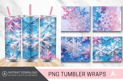3D White Blue Pink Snowflake Tumbler wrap Product Image 1