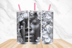 3D White Flowers Black Woman Tumbler wrap Bundle Product Image 4