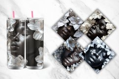 3D White Flowers Black Woman Tumbler wrap Bundle Product Image 2