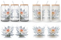 3D White Flowers Splash Water Glass Can Wraps Product Image 2