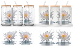 3D White Flowers Splash Water Glass Can Wraps Product Image 3