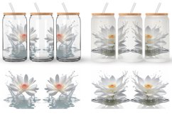 3D White Flowers Splash Water Glass Can Wraps Product Image 4