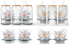 3D White Flowers Splash Water Glass Can Wraps Product Image 5