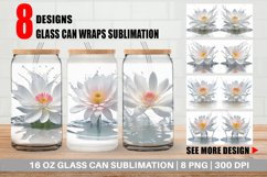 3D White Flowers Splash Water Glass Can Wraps Product Image 1