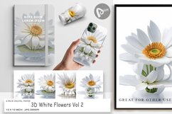 Digital Paper 3D White Flowers Product Image 1