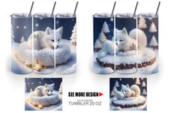 3D White Fox Christmas snow | Tumbler Sublimation Wrap Product Image 2
