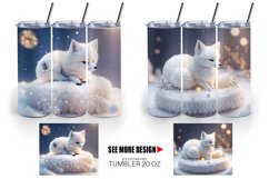 3D White Fox Christmas snow | Tumbler Sublimation Wrap Product Image 3